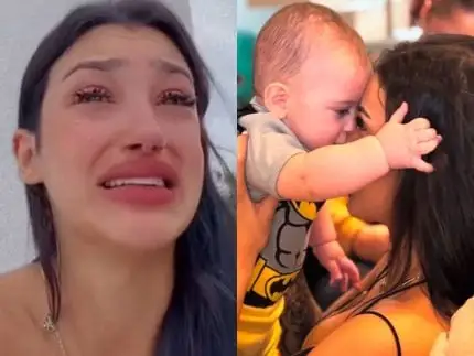 Bia Miranda se emociona e acusa DJ Buarque de dificultar contato com o filho